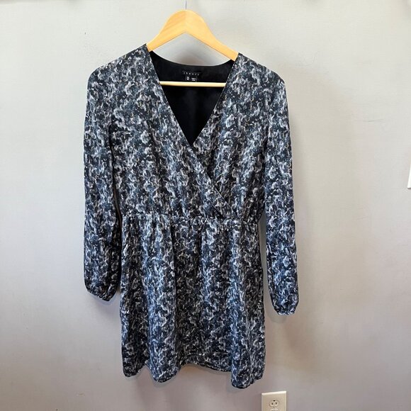 Theory Liev Gray Printed Caligula Silk Dress Size M - Picture 4 of 5